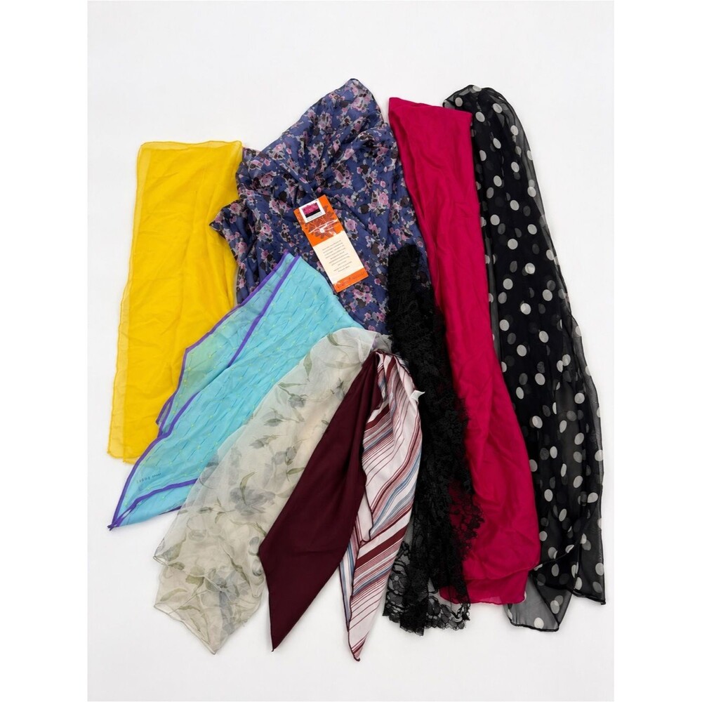 8 Mixed Scarf Repair Lot Floral Vintage As Is Craft Fabric Upcycle Accessories